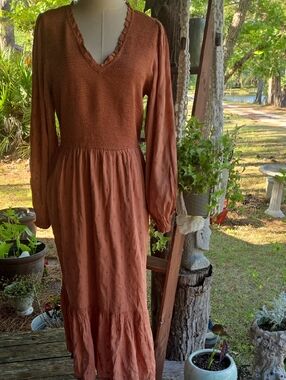 Old Navy Terracotta Smocked Bodice Maxi Dress Size Large